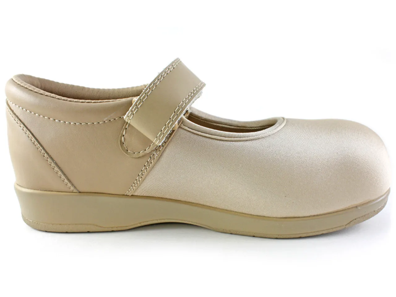 1 Strap Velcro Mary Jane in Beige (WIDE Widths)