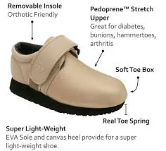 1 Strap Velcro Oxford in Beige (WIDE Widths)