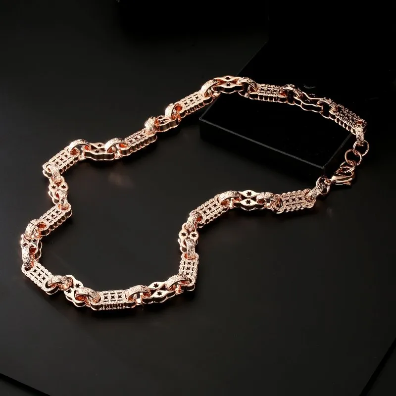 11mm Rose Gold Filled Bonded Stars and Bars Chain 26 Inches