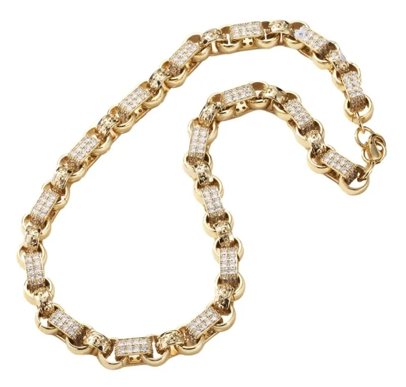 13mm Gold Filled Bonded Gypsy Link Belcher Chain 30 Inch