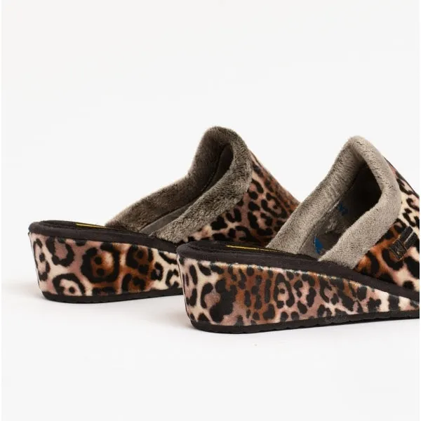 1614 Ladies Mule Slippers Leopard