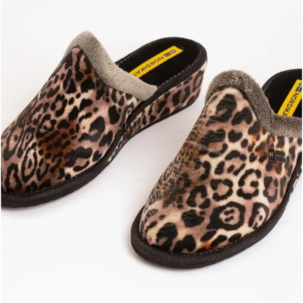 1614 Ladies Mule Slippers Leopard