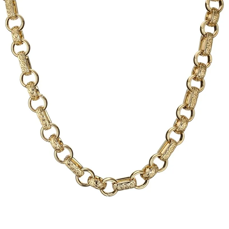 18mm Gold Filled Bonded Ornate Gypsy Link Belcher Chain 24 Inch