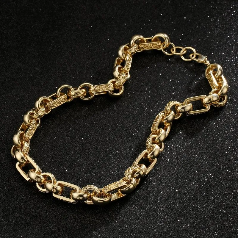 18mm Gold Filled Bonded Ornate Gypsy Link Belcher Chain 24 Inch