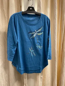 3/4 Sleeve Hi-Low Slub Tee Dragonflies in Lapis by Escape