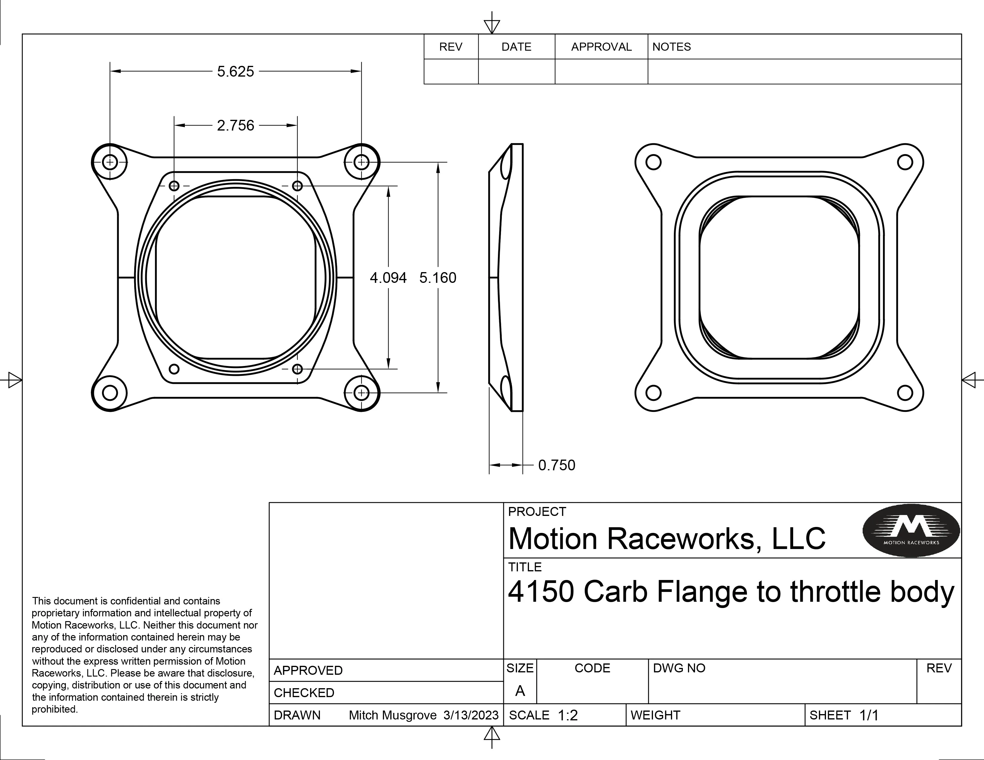 4150 to 102mm Billet EFI Throttle Body Adapter Flange 10-13019