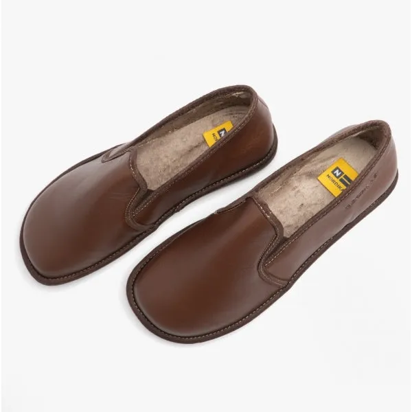 663 (DUBLIN) Mens Leather Mule Slippers Marron