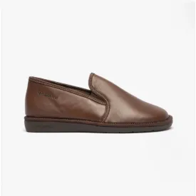 663 (DUBLIN) Mens Leather Mule Slippers Marron