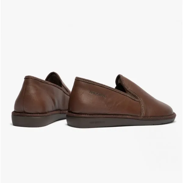 663 (DUBLIN) Mens Leather Mule Slippers Marron