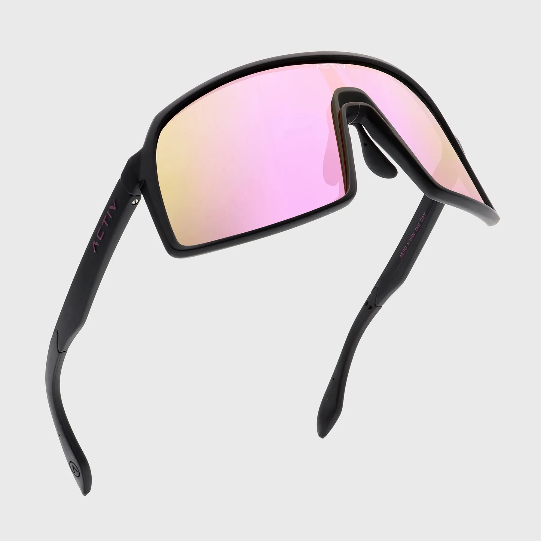 ACTIV - AERO - Matte Black with Pink Mirror Lens