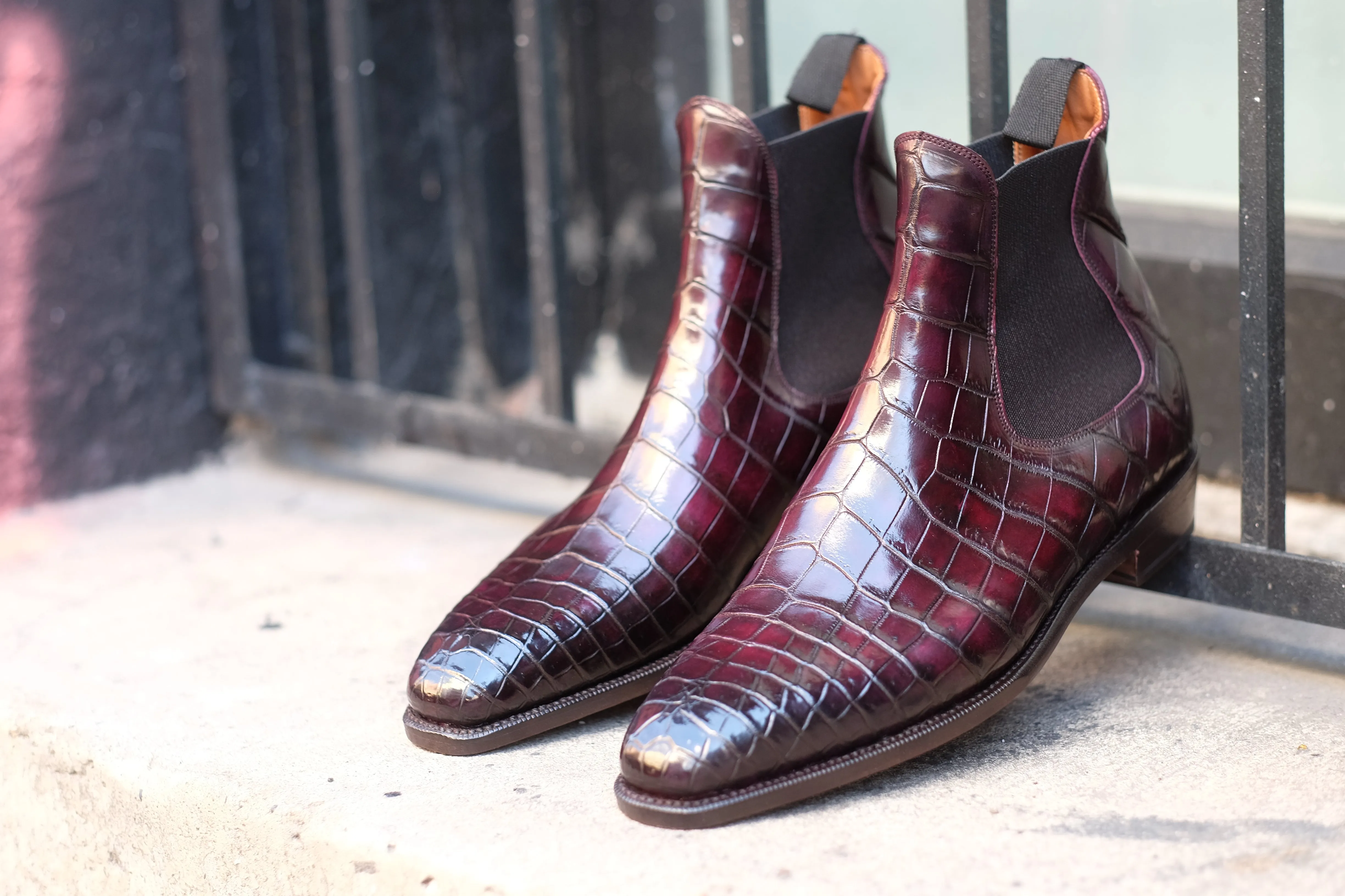 Alki Redux - MTO - Genuine Crocodile - Burgundy Patina - LPB Last - Single Leather Sole