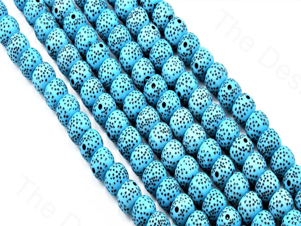 Aqua Blue Spherical Plastic Printed Beads