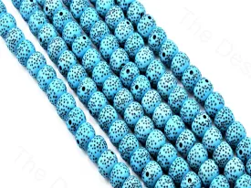 Aqua Blue Spherical Plastic Printed Beads