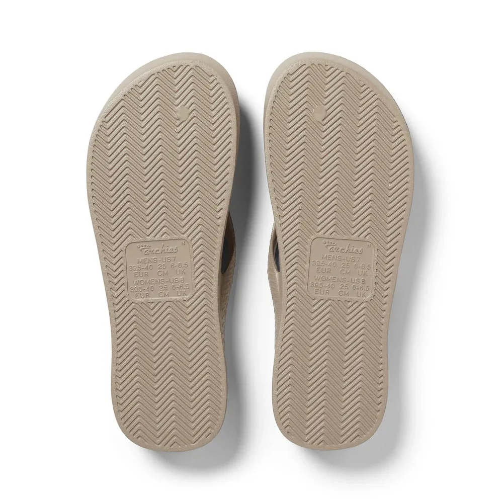 Archies Arch Support Flip Flops in Crystal Taupe