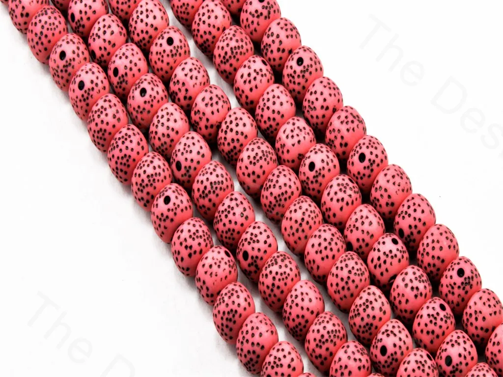 Baby Pink Spherical Plastic Printed Beads