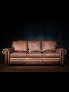 Bison Leather Power Recliner Sofa