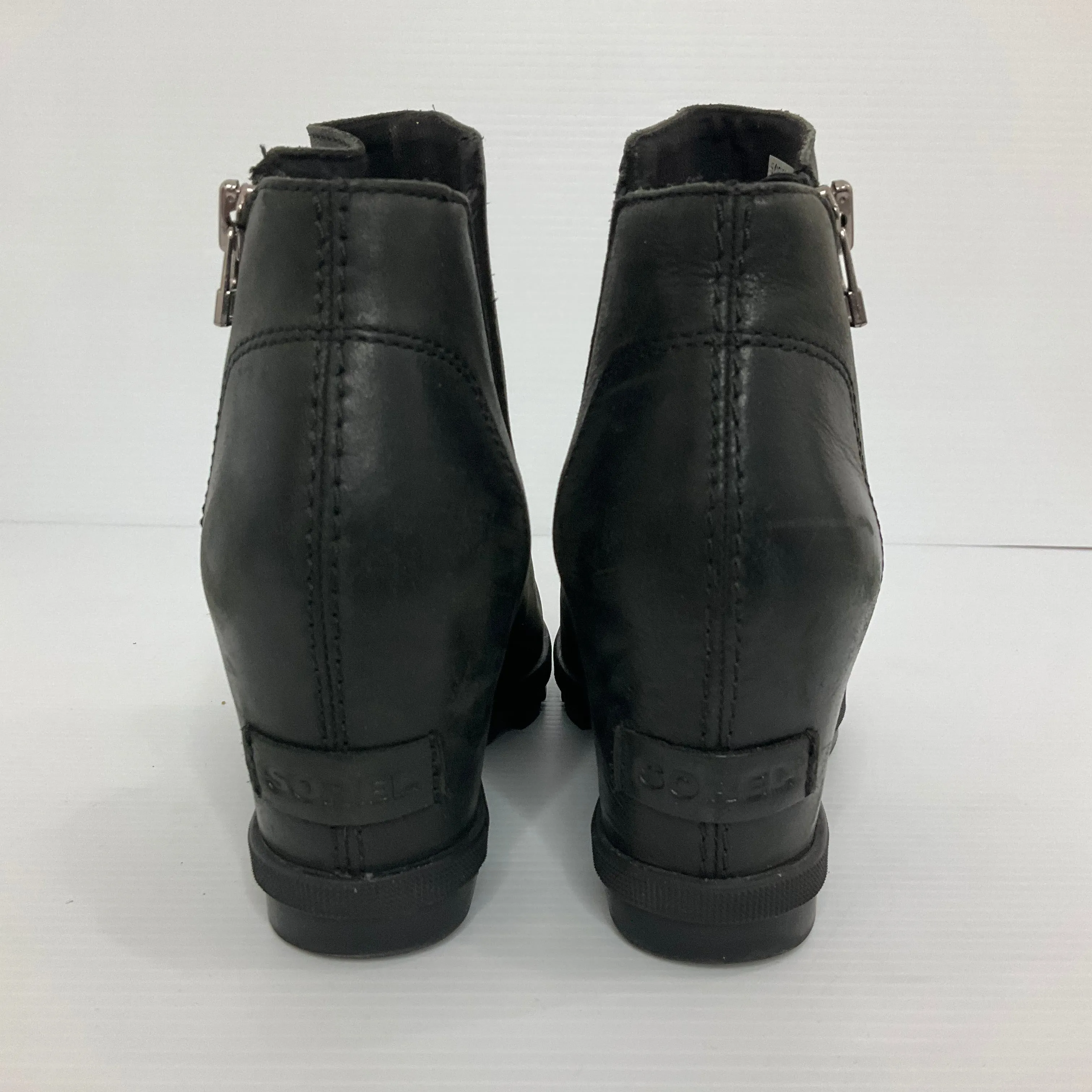 Black Boots Ankle Heels Sorel, Size 7.5