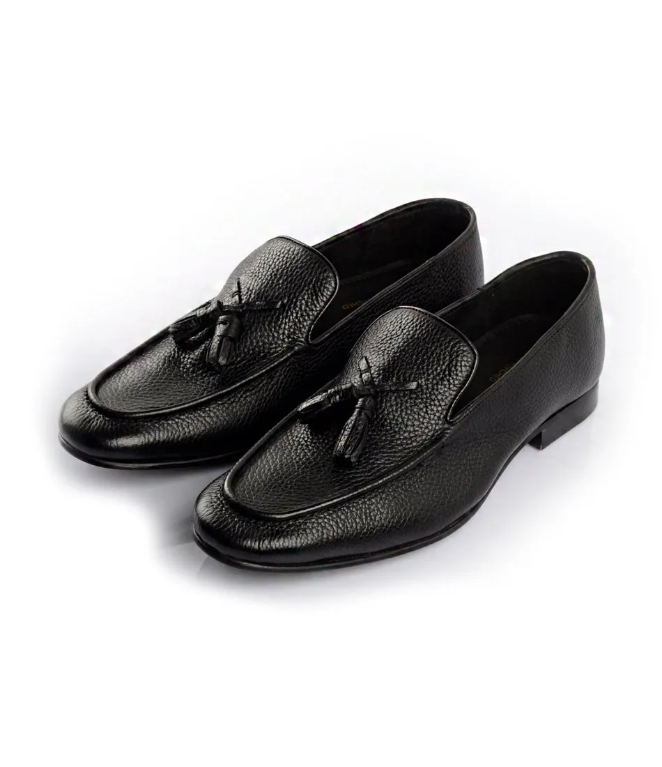 Black Milled Tassel Loafers - Ultra-Flex