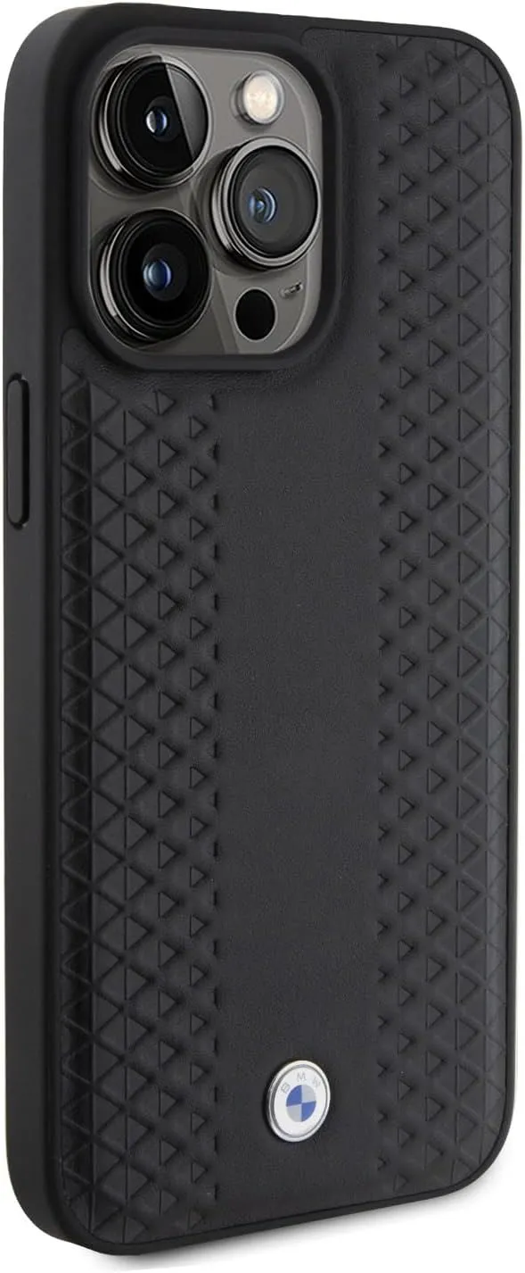 BMW Leather Diamond Pattern Case for iphone 15 Pro 6.1" Black - BMHCP15L22RFGK