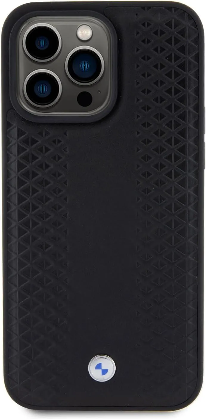 BMW Leather Diamond Pattern Case for iphone 15 Pro 6.1" Black - BMHCP15L22RFGK