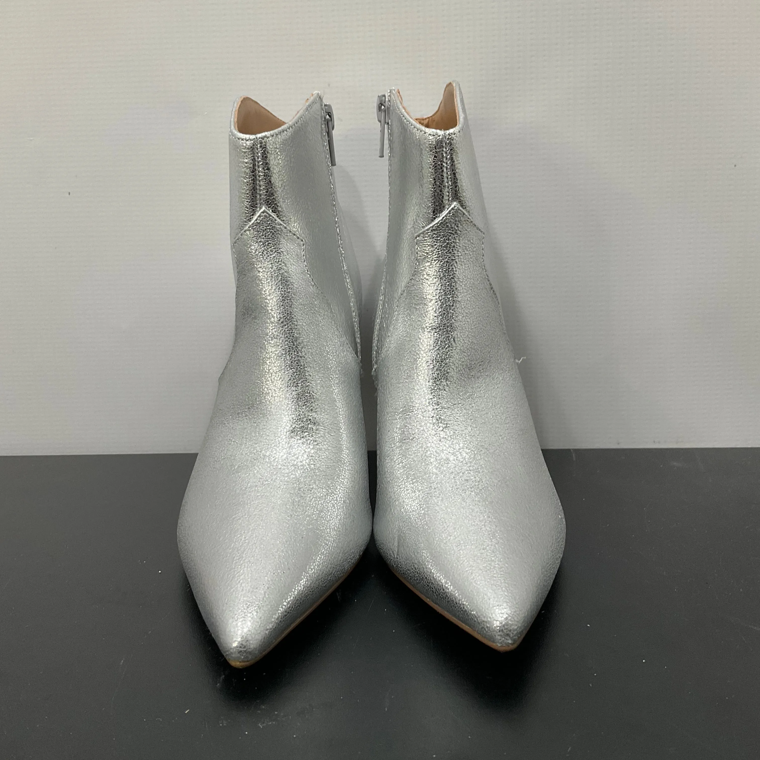 Boots Ankle Heels By Express In Silver, Size: 6