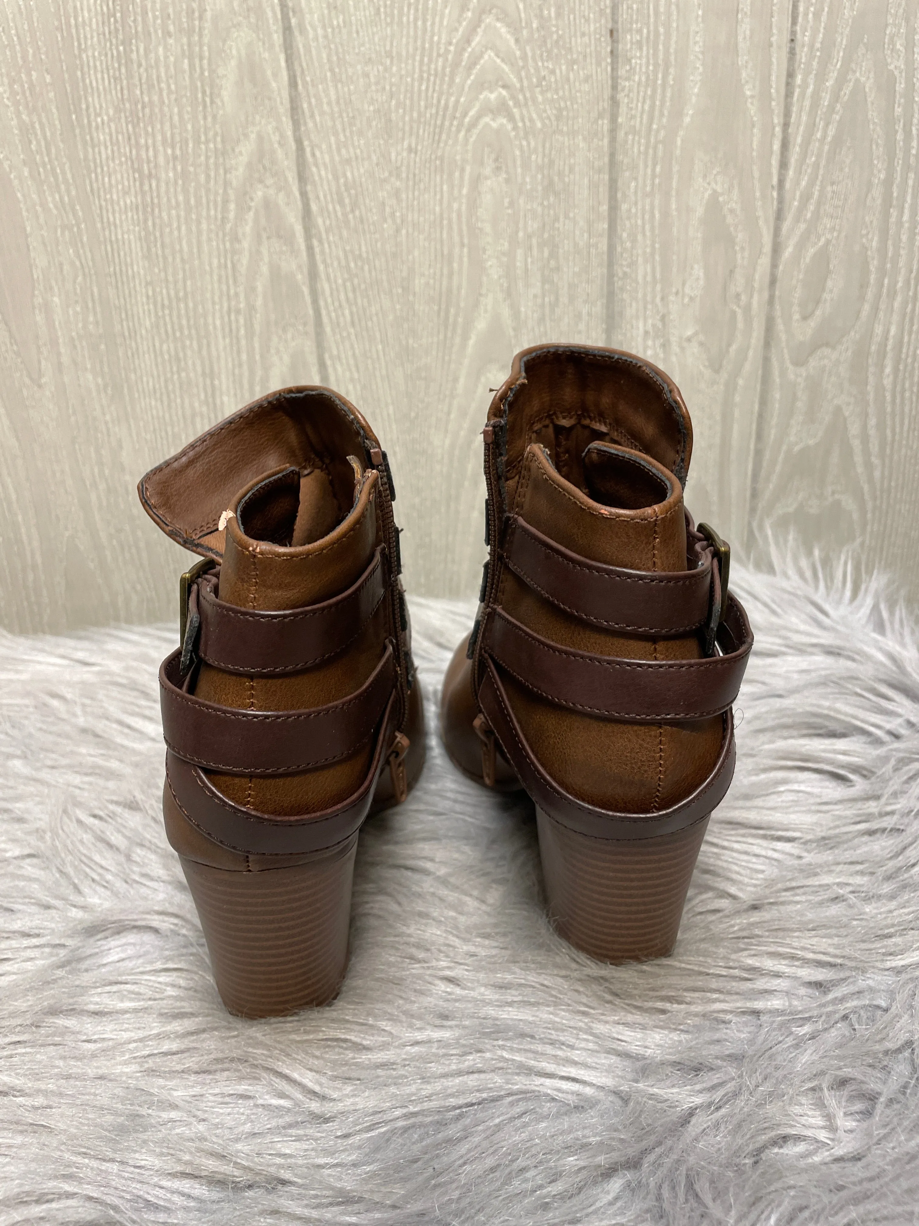 Boots Ankle Heels By Material Girl In Brown, Size: 8