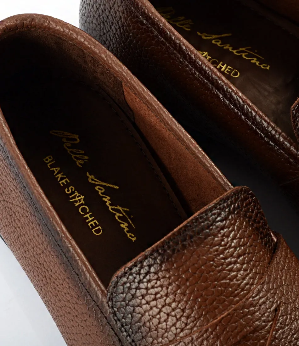 Brown Milled Penny Loafers - Ultra-Flex