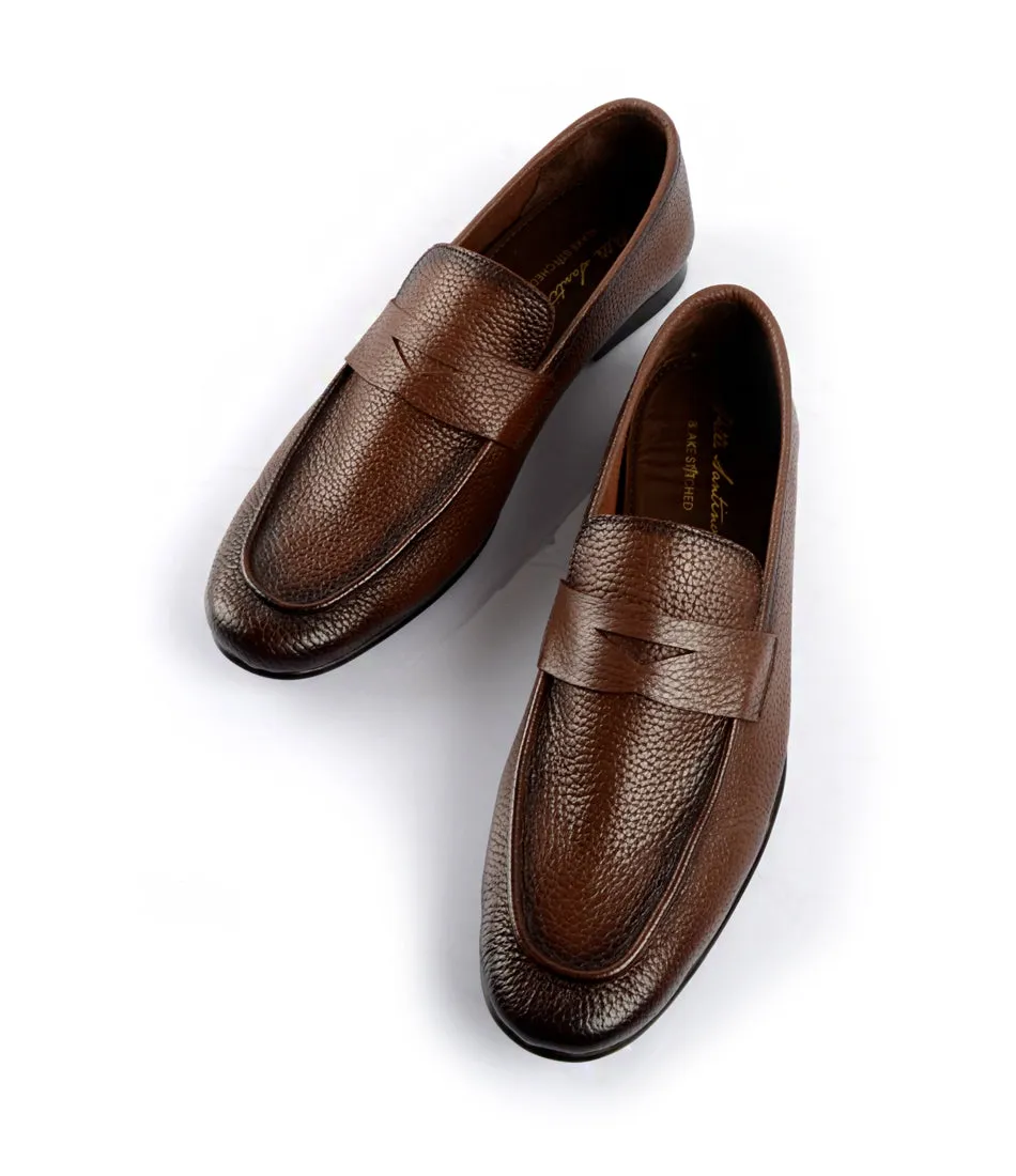 Brown Milled Penny Loafers - Ultra-Flex