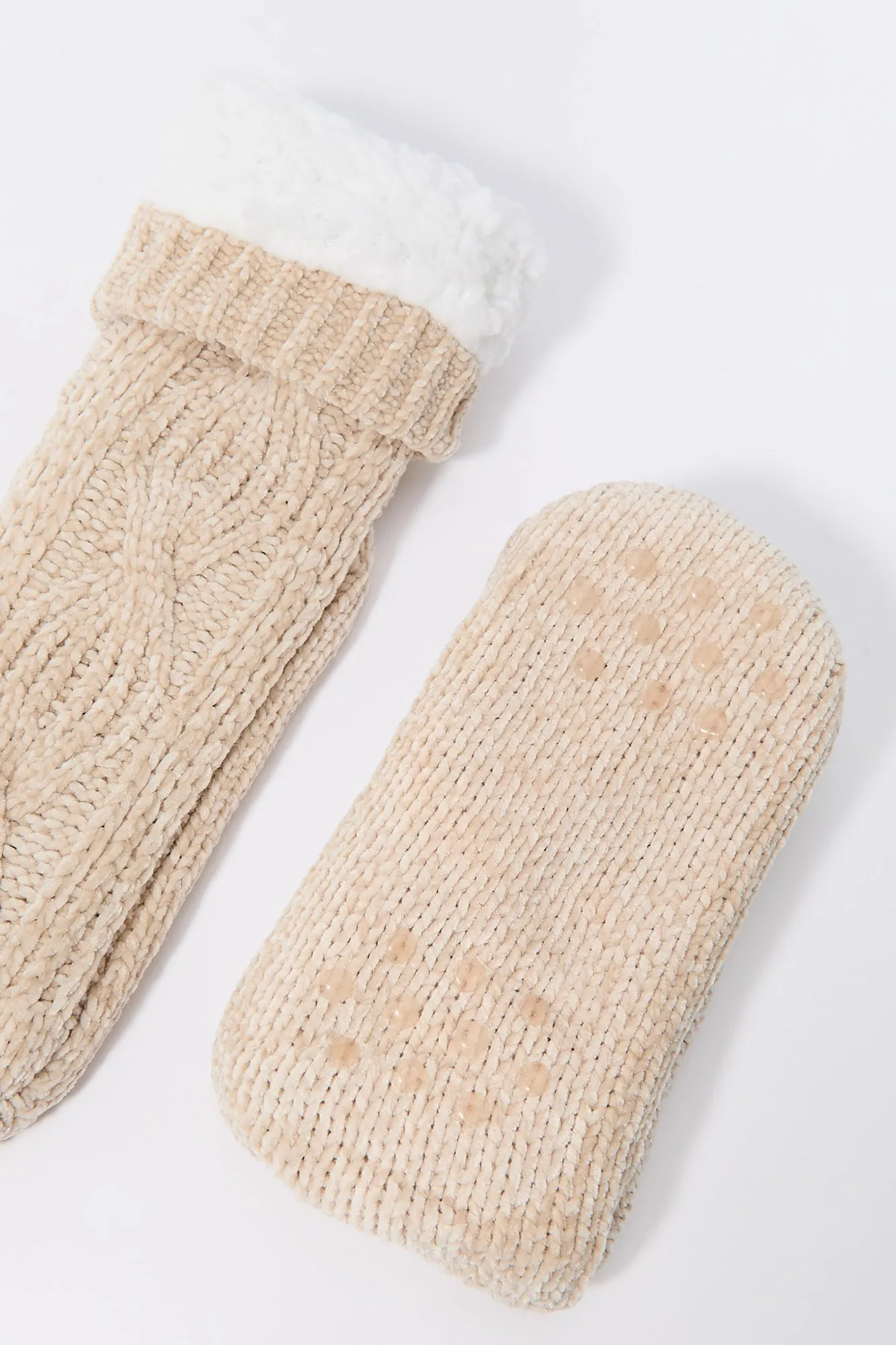 Cable Knit Sock Slippers