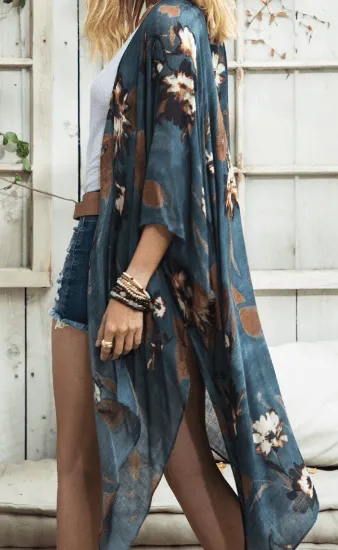 Celeste Blue Floral Kimono