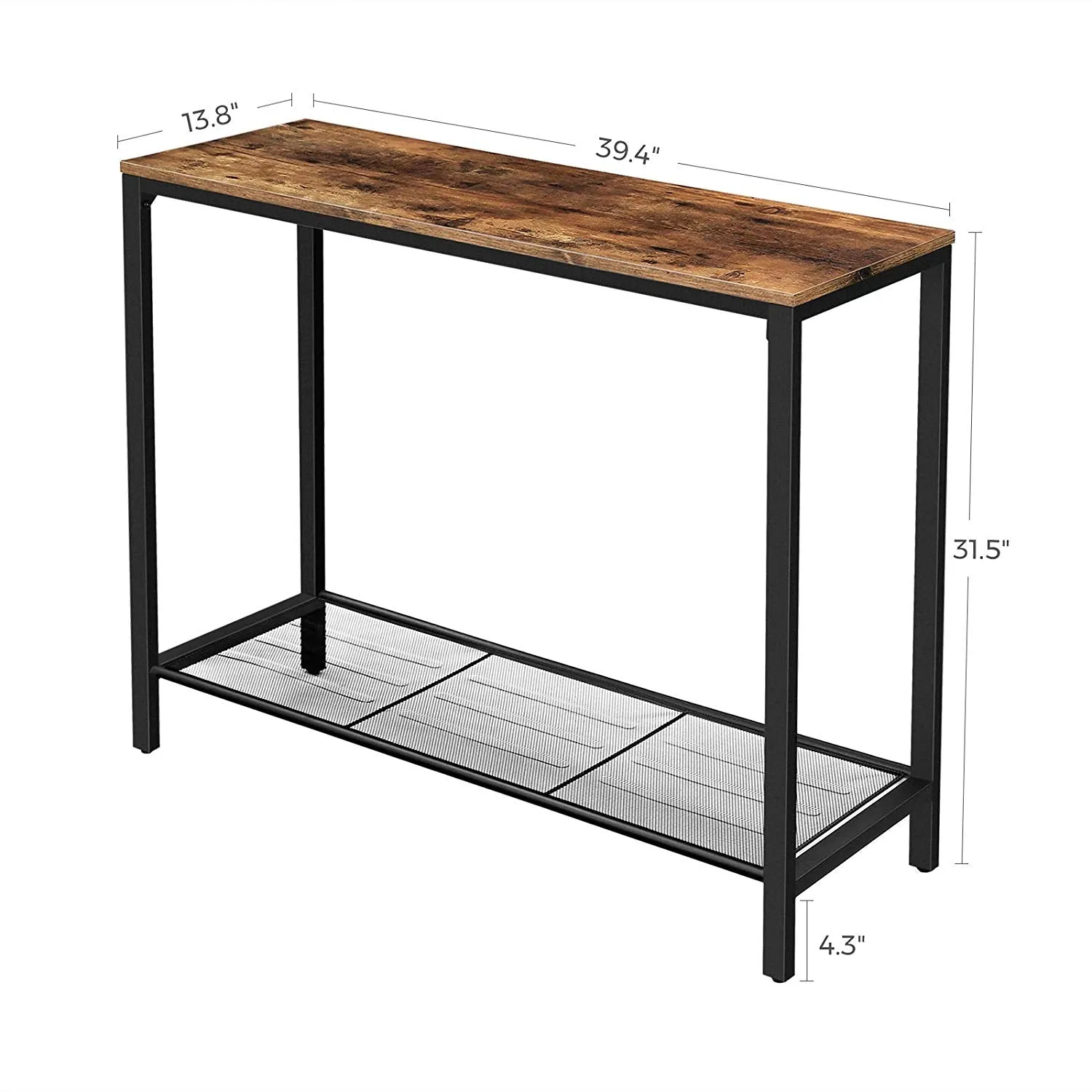 Console Table with Metal Mesh Shelf