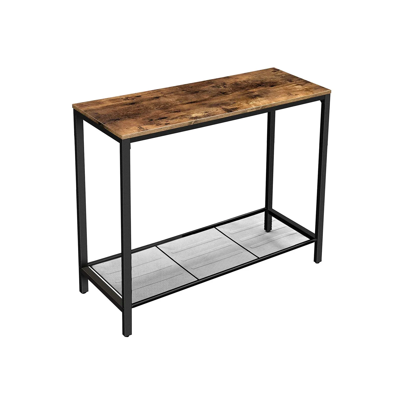 Console Table with Metal Mesh Shelf