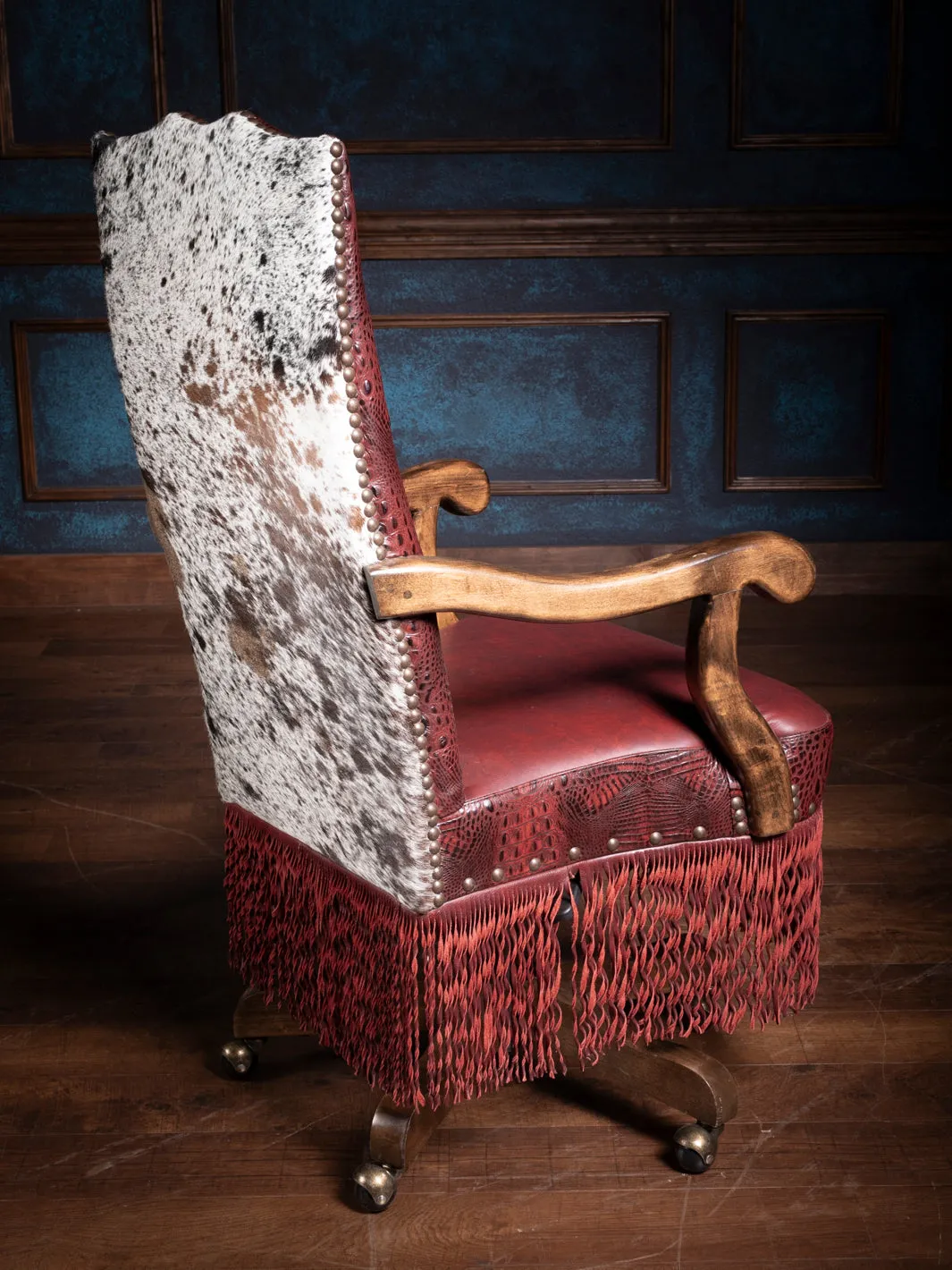 Crimson Fringe Leather Desk Chair