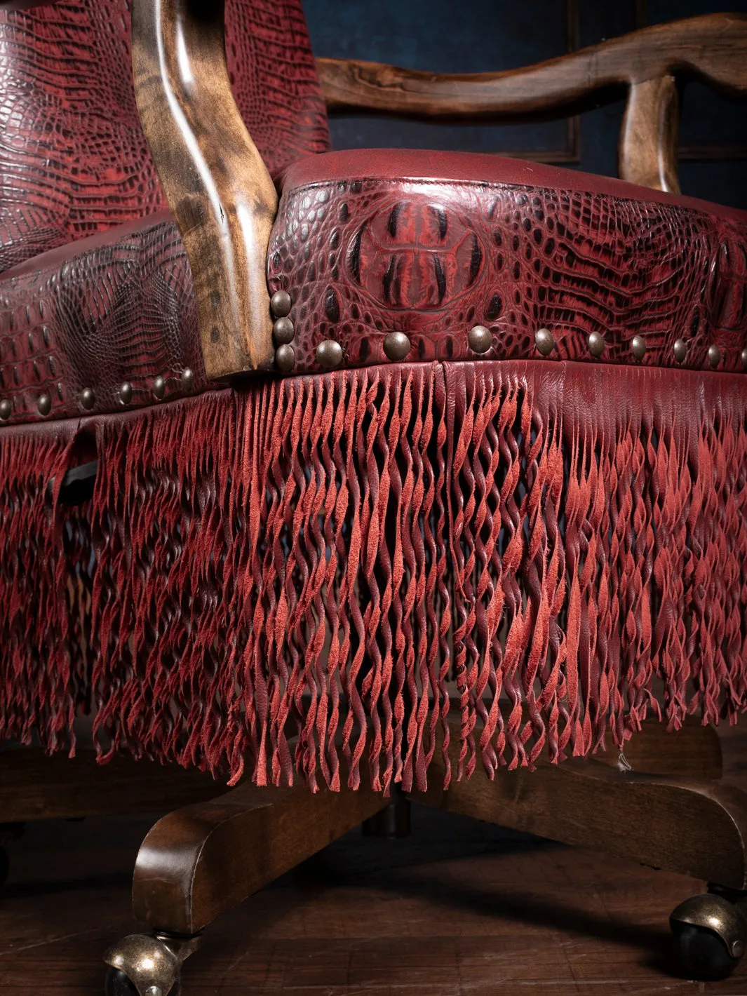 Crimson Fringe Leather Desk Chair