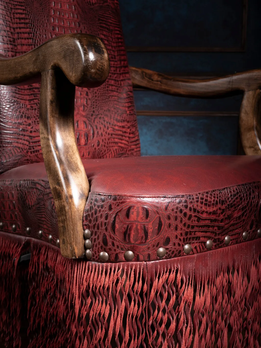 Crimson Fringe Leather Desk Chair