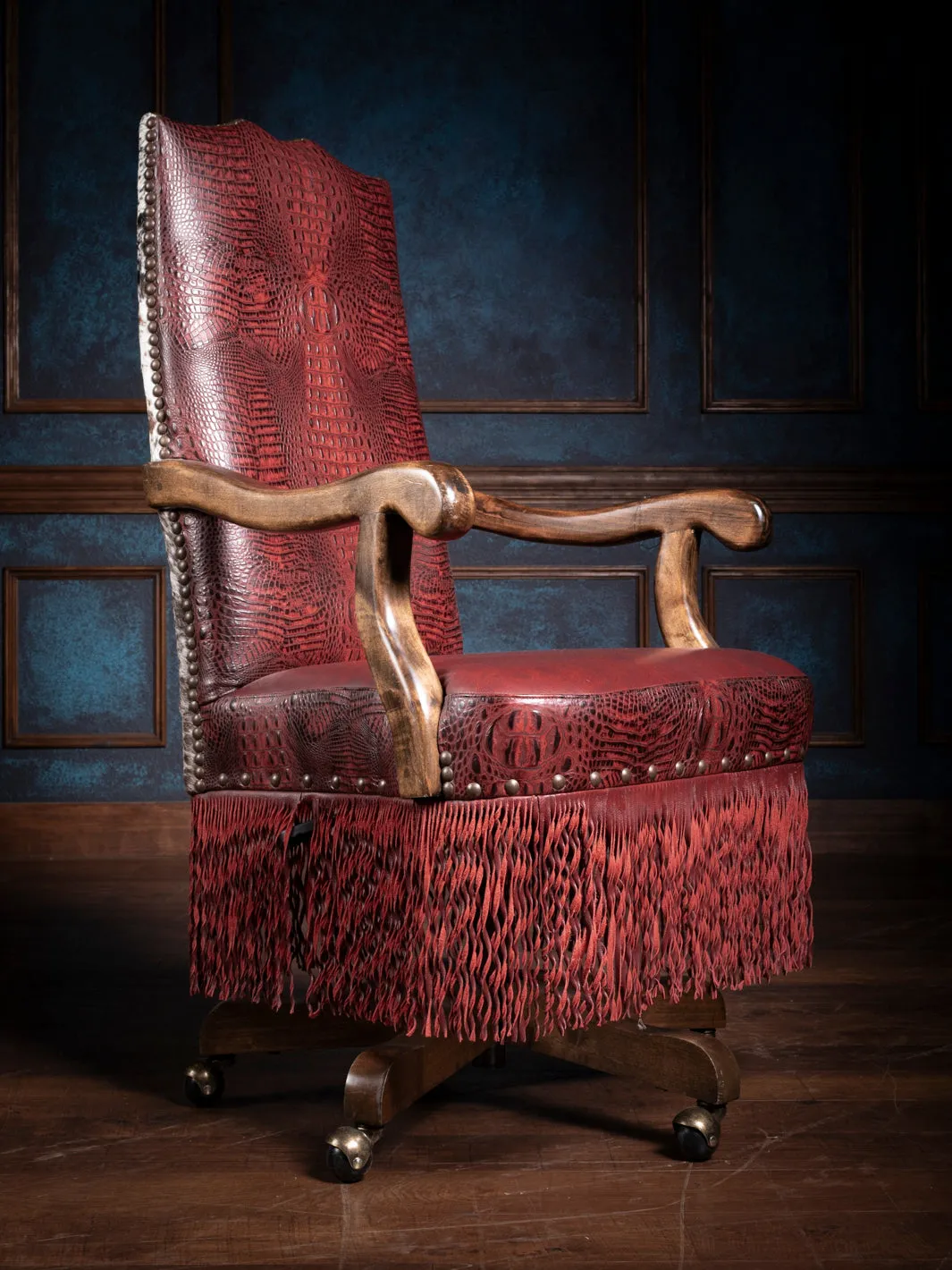 Crimson Fringe Leather Desk Chair