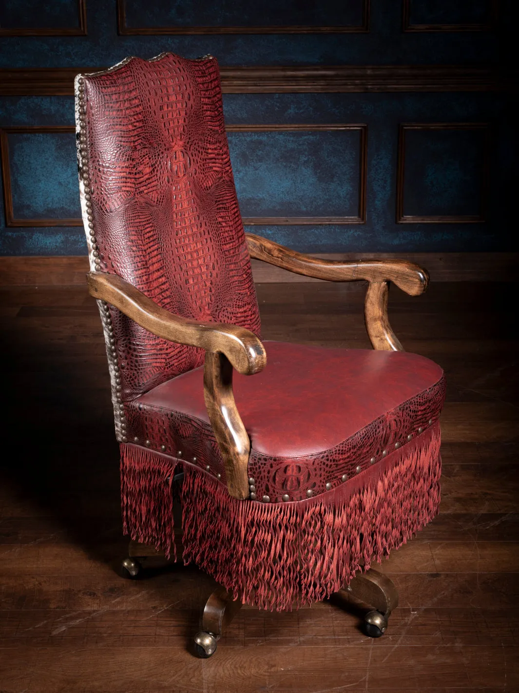 Crimson Fringe Leather Desk Chair