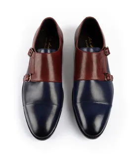 Double Monk Straps Cap toe - Blue & Burgundy