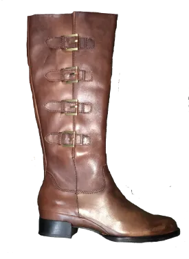 ECCO Women's "Sullivan" Tall Buckle Boot Cognac Leather 7-7.5 US/EU 38