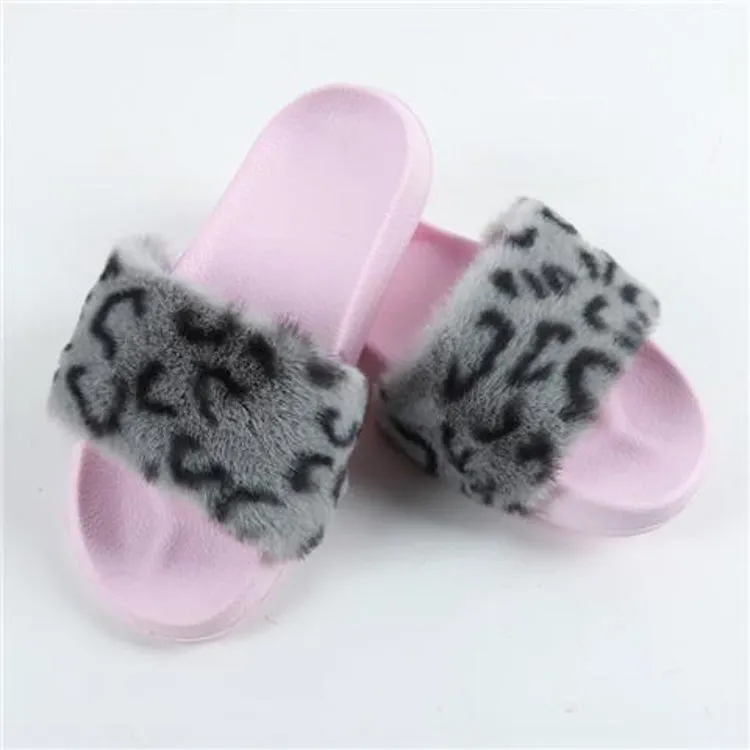 Fashion trend plush faux fur breathable luxury high quality fur slides slippers women