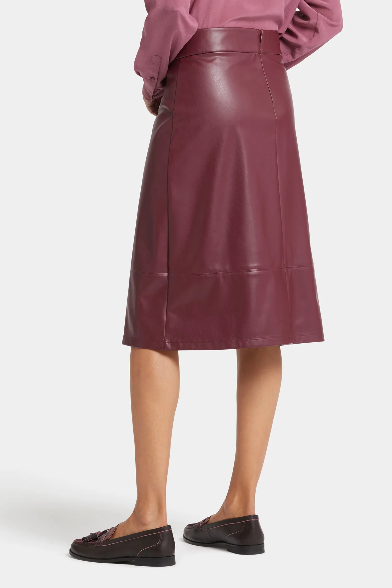 Faux Leather A-line Skirt - Tavern