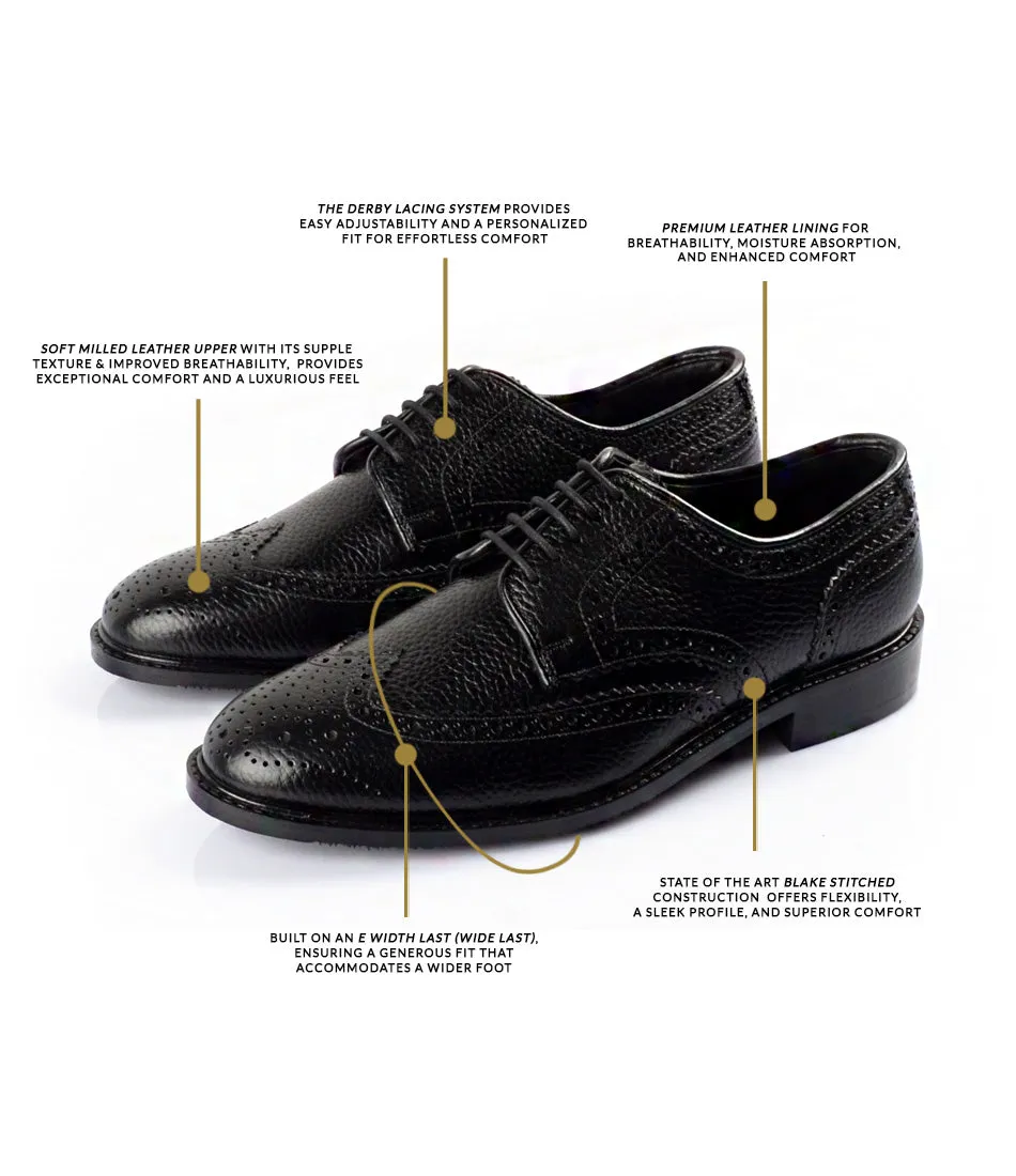 Full Brogue Derby - Black (Wide)