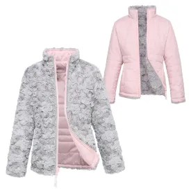 Girls' Reversible Sherpa Fleece Puffer Jacket