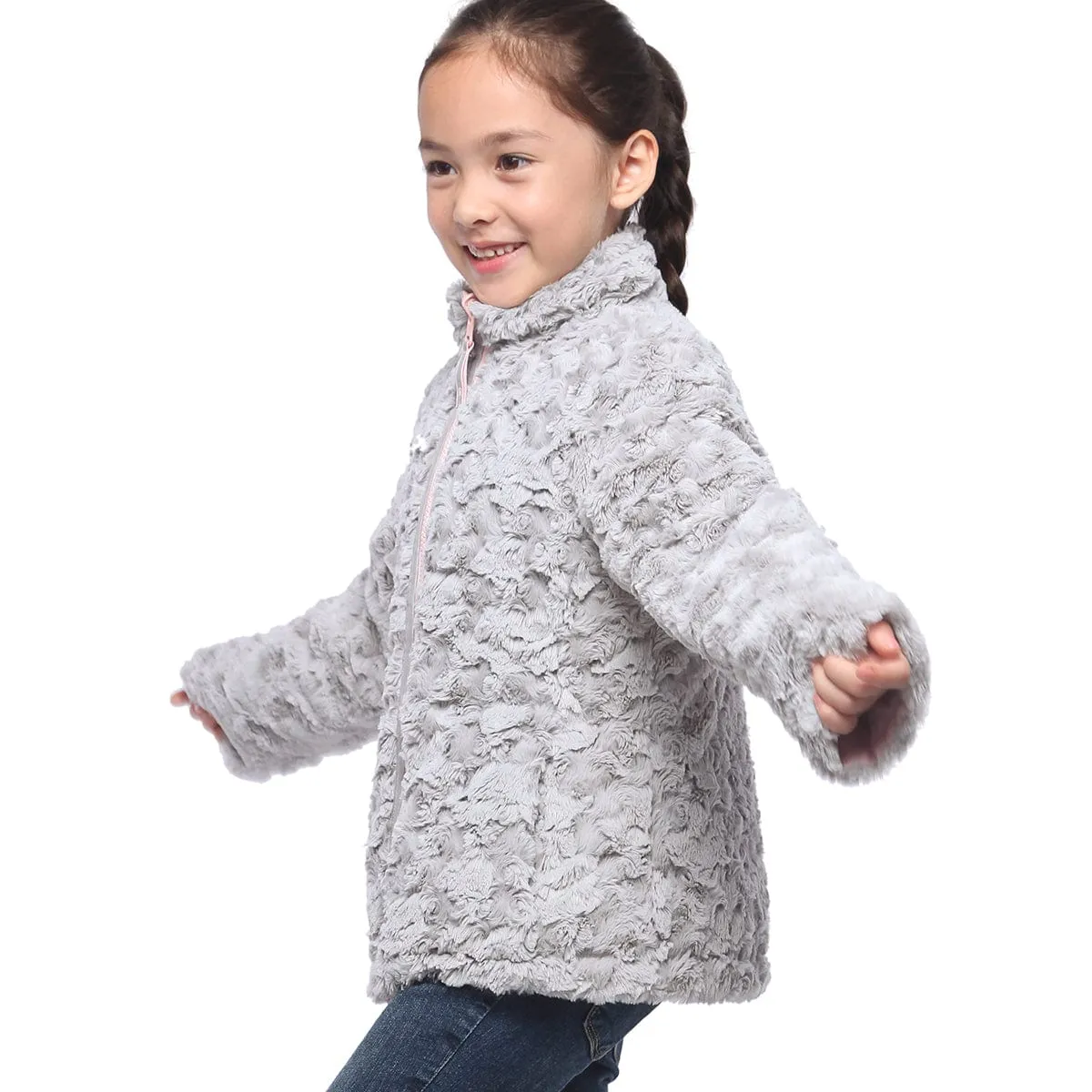 Girls' Reversible Sherpa Fleece Puffer Jacket