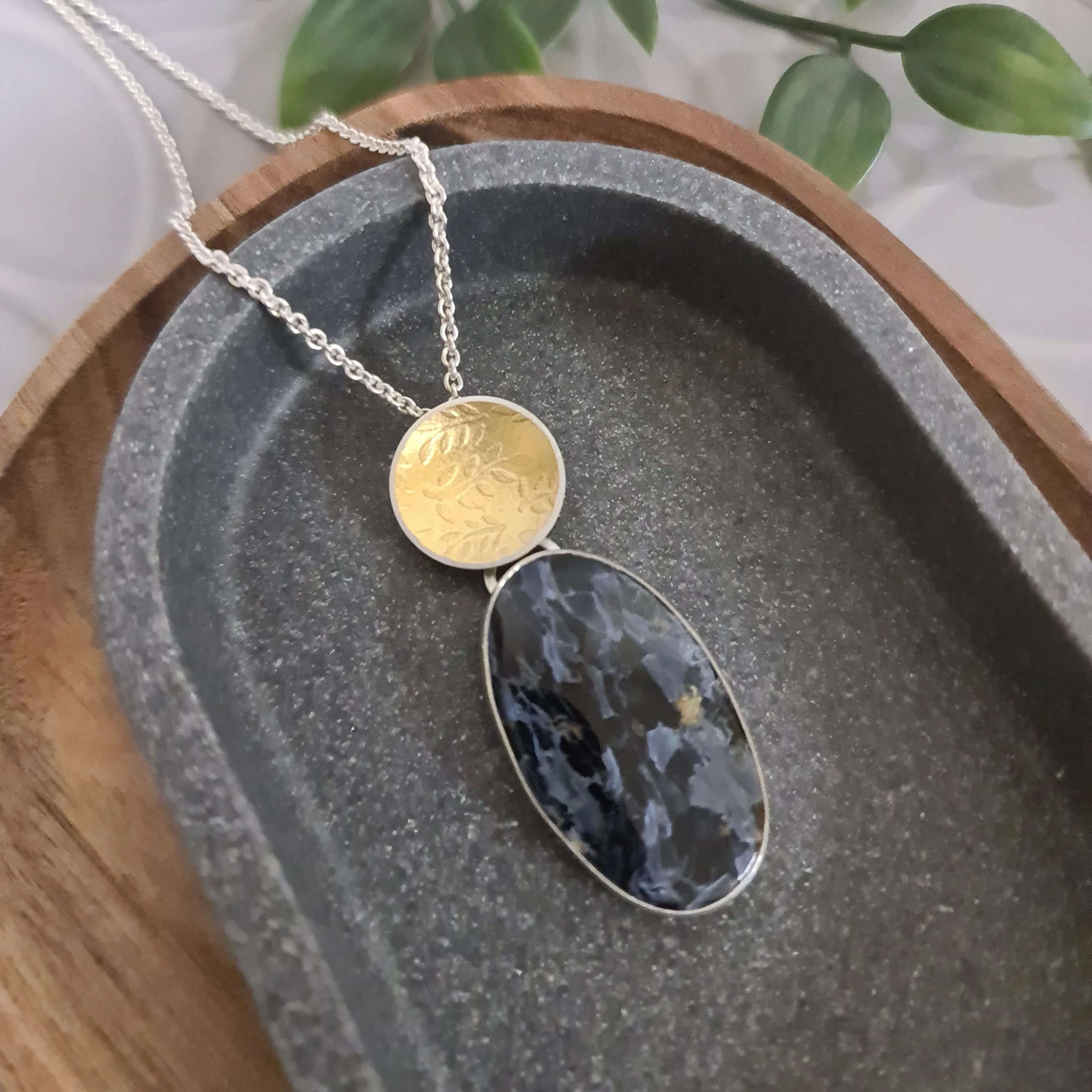 Gold and Velvet Pendant