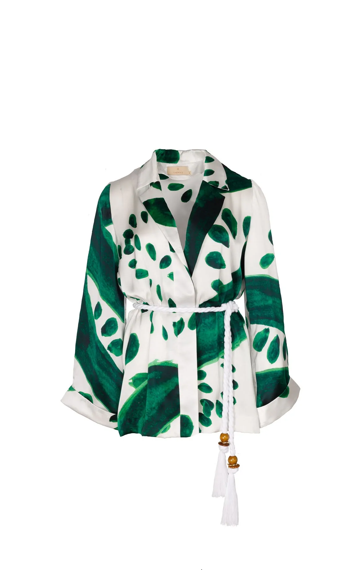 Green Printed Silk Kimono