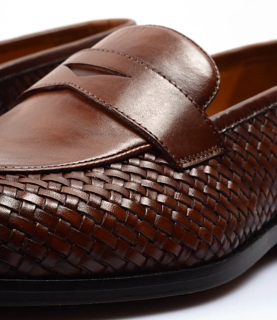 Handwoven Penny Loafers - Cognac