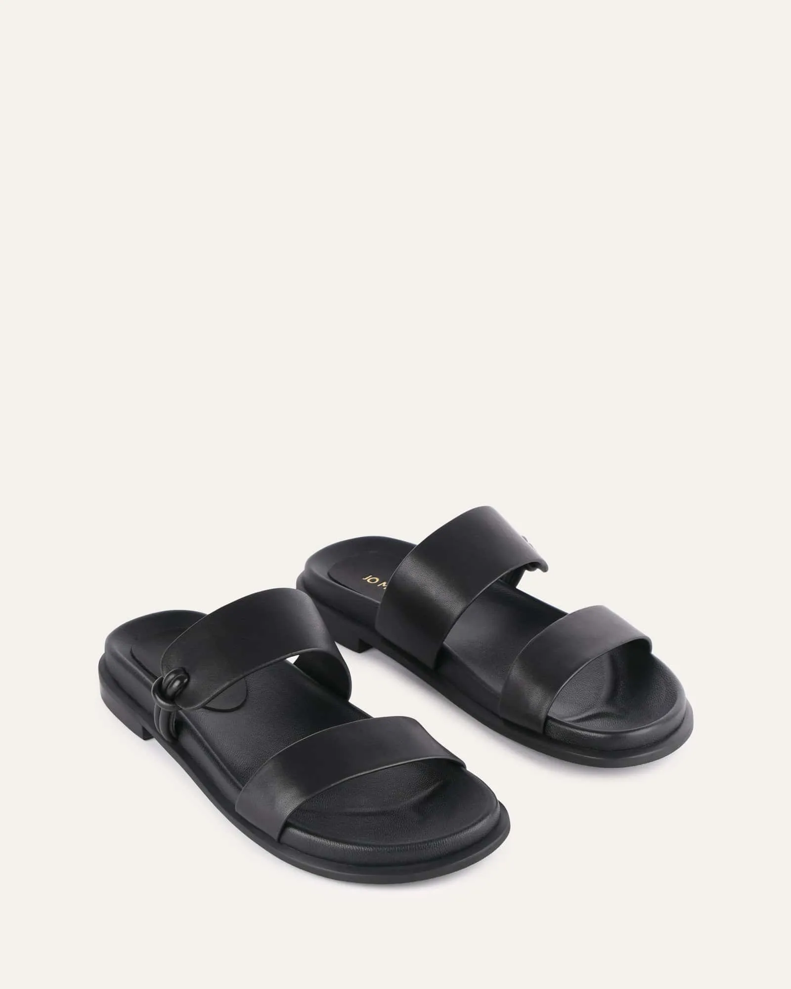 HAYES FLAT SANDALS BLACK LEATHER