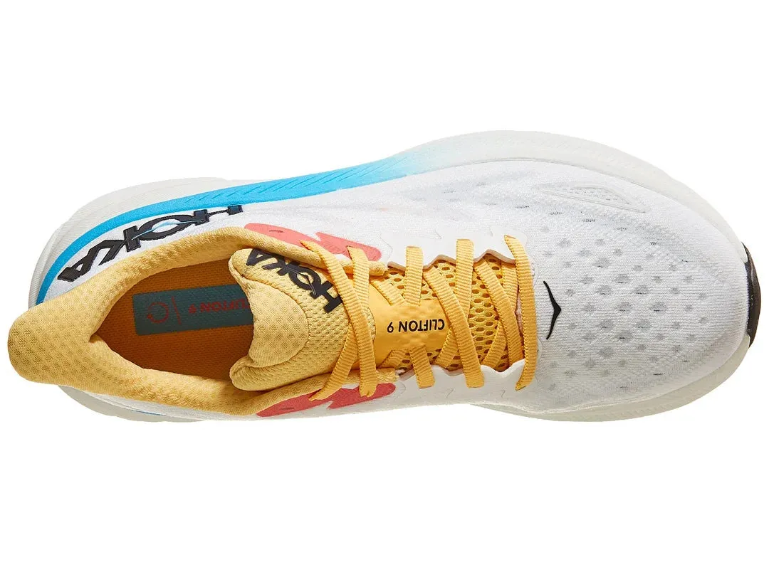 HOKA CLIFTON 9 WOMENS BLANC DE BLANC/SWIMDAY (CLEARACNE FINAL SALE)