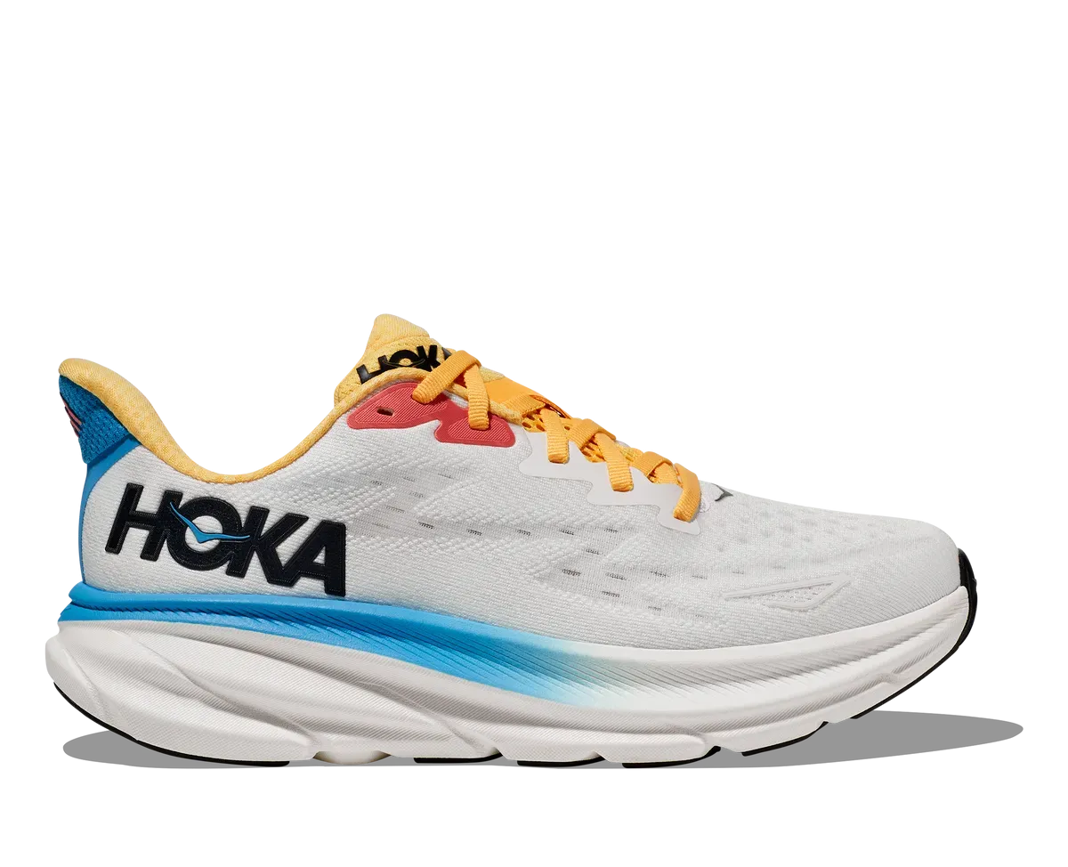 HOKA CLIFTON 9 WOMENS BLANC DE BLANC/SWIMDAY (CLEARACNE FINAL SALE)